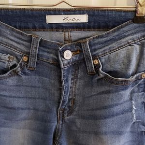 Kancan skinny distressed raw hem jeans women's 24
